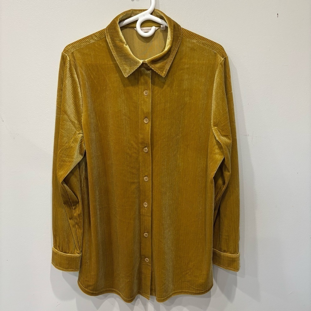 Soft Sorroundings Textured Velvet Tunic Button Down Top Women’s Size Large